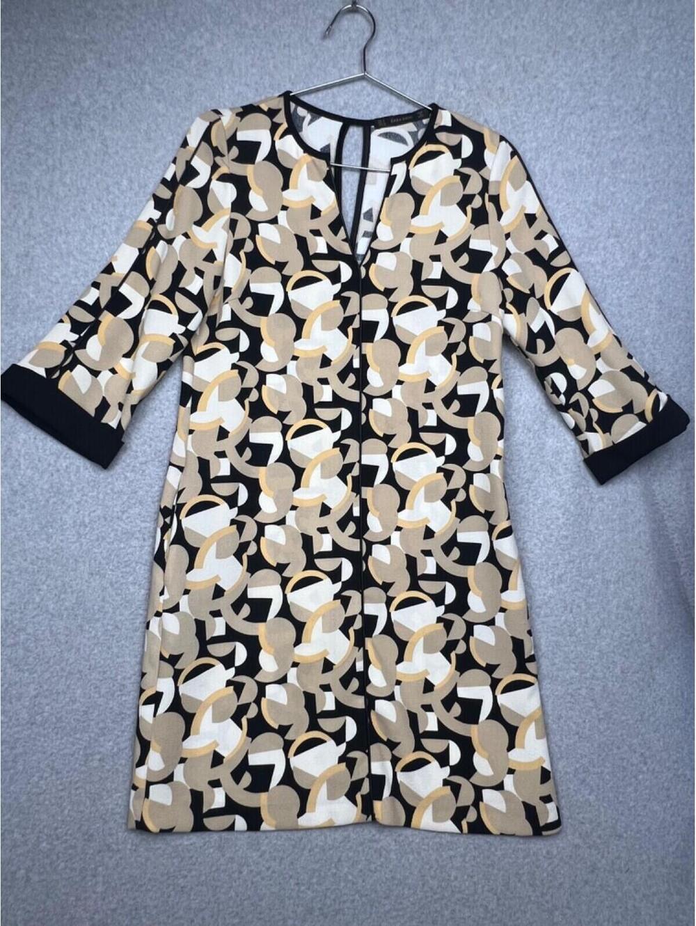70s Zara Womens Shift Dress Size S Modern Retro Disco Neural Hippie Chic